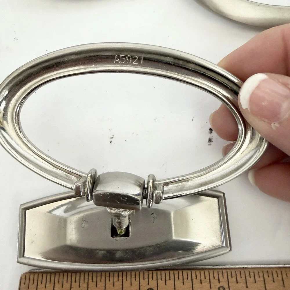 Set of 10 Satin Silver Oval Ring Drawer Pulls Cabinet Dresser Hardware 3-4